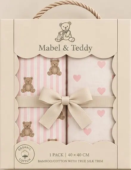 Teddy & Hearts muslin comforter gift box